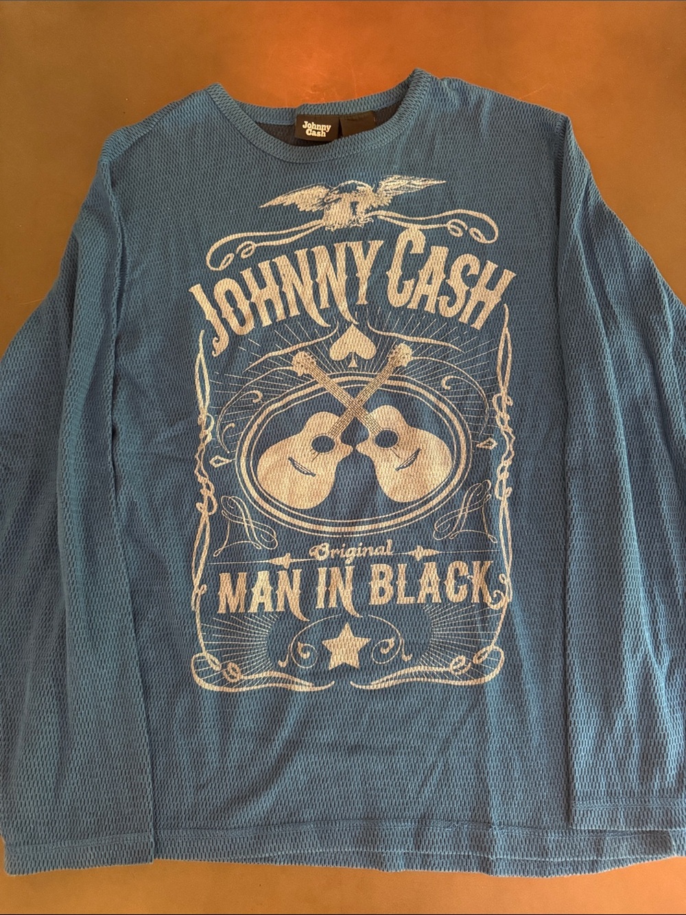 Johnny Cash Blue Graphic Long-Sleeve Tee - Man In Black